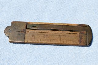 Vintage No.  36 Boxwood & Brass Carpenters ' Folding Rule with Caliper 2