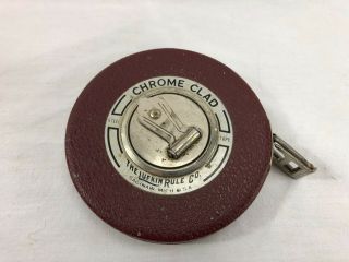 Vintage Lufkin Chrome Clad Tape Measure 50 Ft Measuring Usa Made