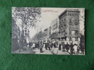 Postcard Europe: Spain Barcelona Rambla De Los Flores B&w Barna