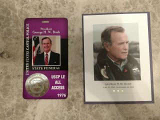 George Bush State Funeral All - Access Pass And Commemorative Card,  Authentic