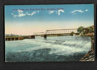 Pk45614:postcard - Lorne Bridge And Grand River Dam,  Brantford,  Ontario