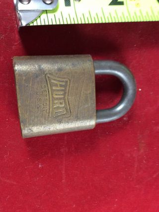Vintage Hurd Detroit U.  S.  A.  Brass Lock Padlock