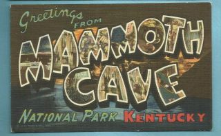 Kentucky/ Greetings/ Large Letters/ Mammoth Cave National Park/ Linen Postcard