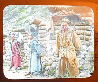 C1910 Magic Lantern Slide - Workers Carrying Tea To The Western Frontier,  China