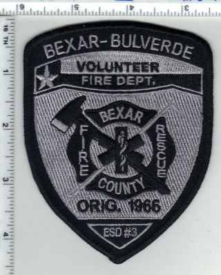 Bexar - Bulverde Volunteer Fire Dept.  (texas) Subdued Shoulder Patch From 1980 