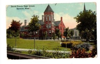 1910 - 1920 Vintage Postcard Prouty High School Spencer Ma