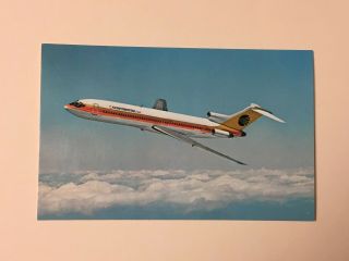 Vintage 1970s Continental 727 Trijet Airlines Advertising Postcard Airplane