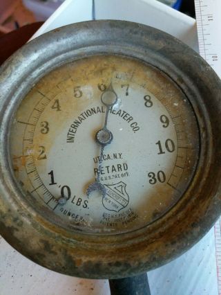 ANTIQUE international Utica heater Co.  steam pressure gauge steampunk 2