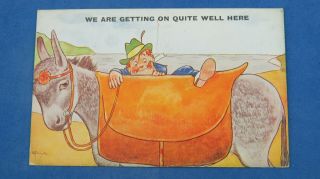 Gf Christie Comic Postcard 1920s Seaside Beach Donkey Getting On Quite Well Here