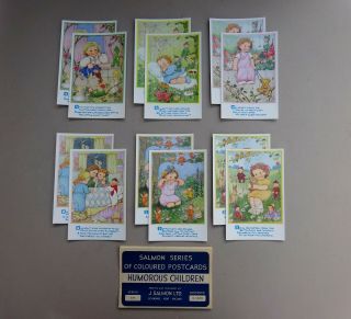 Vintage Set J Salmon Postcards Humorous Children Fairy Pixie P M Purser
