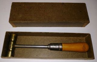 Vintage Neko Small Brass Hammer With Wood Handle Machinist Jeweler Tool 8 Oz