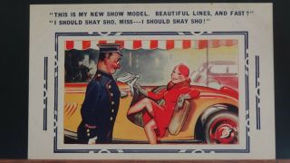 Bamforth Comic Postcard: Stockings,  Flapper,  Vintage Sports Car & Motoring Theme