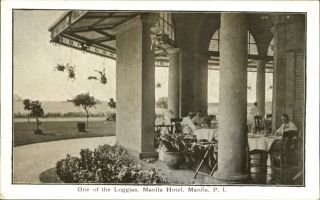 Manila Hotel Loggia Manila Philippines Filipinos Vintage Postcard