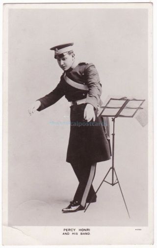 Music Hall Entertainer,  The Concertina Man,  Percy Honri.  Old Postcard