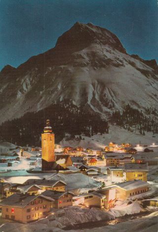 Austria Lech Am Arlberg By Night Panorama Postcard