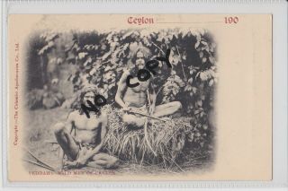 Ceylon.  Veddahs Wild Men Of Ceylon Postcard