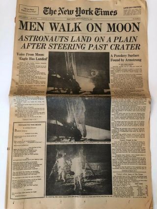 York Times Moon Landing July 20 1969 Apollo 11 Xi Vintage Antique