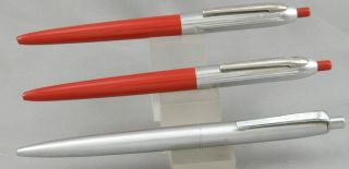 Set Of 3 Good Wearever Vintage Ballpoint Pens W/new Refills - Metal & Red 1950 