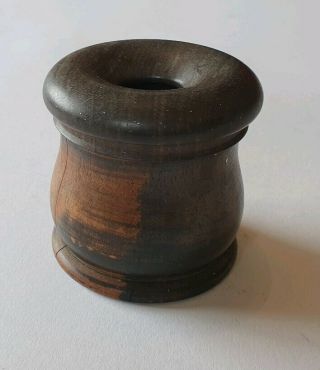 Lovely rare vintage/antique wooden screw top inkwell desk/writing collectable 3