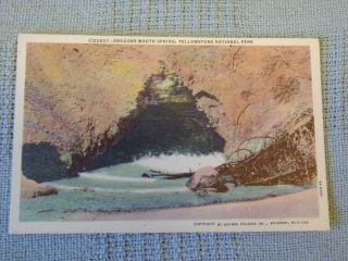Vintage Postcard Dragons Mouth Spring,  Yellowstone National Park,  Wyoming 2