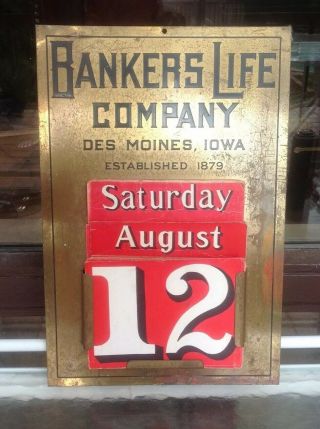 Brass Bankers Life Co.  Des Moines Wall Calendar - Probably 1920s - Complete