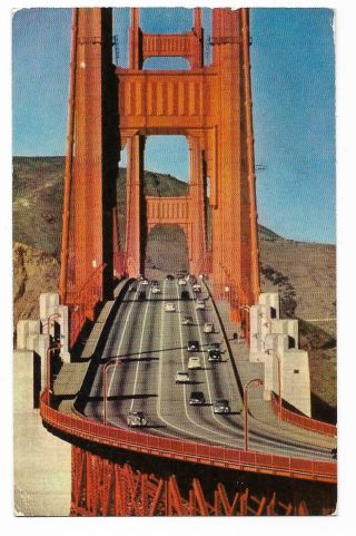 Vintage California Chrome Postcard San Francisco Golden Gate Bridge Close Up