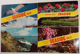 Group Of 4 Seaside California Greetings Scenic View Vintage Postcards J70437
