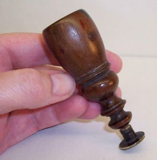 Vintage/antique Georgian Turned Wood Wooden Wax Seal Brass Hobnail
