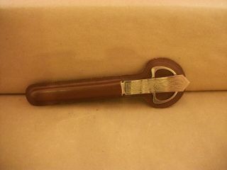 Vintage Metal Letter Opener And Scissors Set In Leather Case - Marked Germany