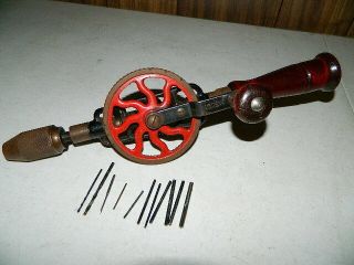 Hand Drill,  Vtg Craftsman No.  1071 W/ Bits Made In Usa Miller Falls Style
