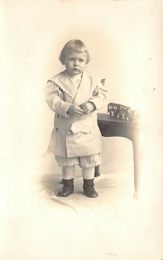 1910s Rppc Real Photo Postcard Young Girl Fancy Dress Train Columbus Ohio