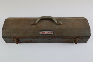 Vintage Craftsman Gray Metal Hand Carry Toolbox Hip Tombstone Style Crown Logo
