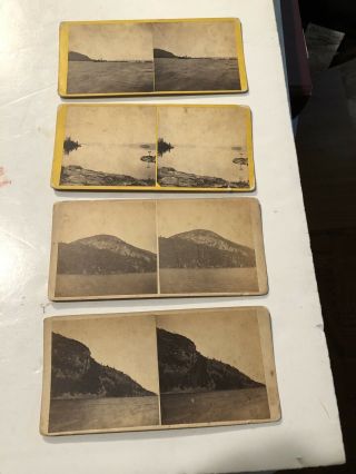 4 - 1890 - 1900 Stereoview Cards Lake George Ny Landscapes Buck Mt. ,  Off Minnehaha