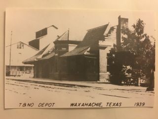Waxahachie Texas Tno (htc) Station Railroad Depot B&w Real Photo Postcard Rppc