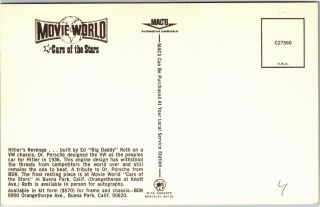 Movie World Cars of the Stars Hitlers Revenge by Ed Big Daddy Roth Postcard G12 2