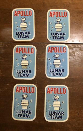 Vintage Apollo Snoopy Lunar Team Decals Stickers Nasa
