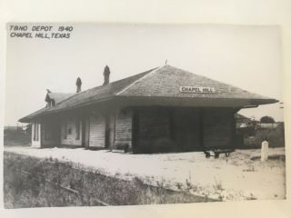 Chapel Hill Texas Tno (htc) Station Railroad Depot B&w Real Photo Postcard Rppc