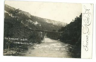 Rppc Railroad Bridge Narrows West Cumberland Md Wmrr B&o? Real Photo Postcard