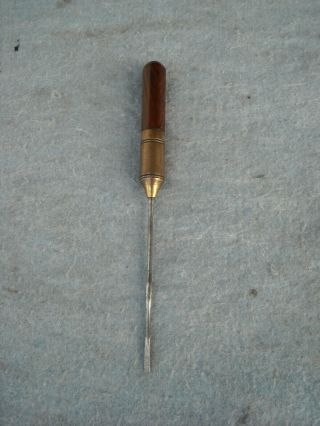 Rare Vintage / Antique Screwdriver Wood And Brass