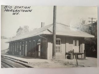 Morgantown Wv B&o Rr Station Railroad Depot B&w Real Photo Postcard Rppc