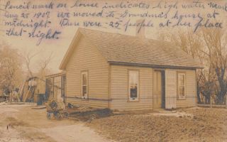 Real Photo Postcard Flood Mark On A House In Dennison,  Iowa 121290