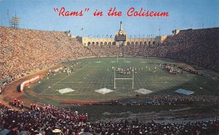 Vtg Postcard Los Angeles Rams Baltimore Colts Football Game California Ca B48