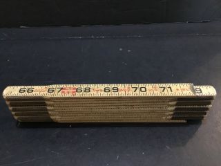 Vintage Lufkin Wooden L To R 966 Red End Brass 72” Folding Extension 2 Way Ruler