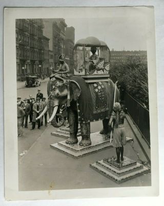 Vintage Ca 1930s 8x10 B&w Photo Elephant & Handlers Model Messmore & Damon Nyc
