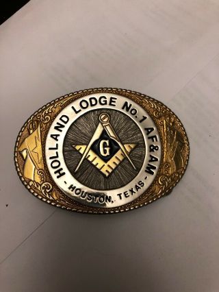 Vintage 1988 218/500 Masonic Freemason Belt Buckle Mason