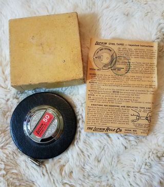 Vintage Lufkin Chrome Clad Steel Tape 50ft Hc - 253
