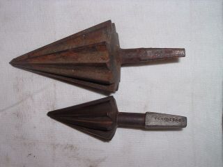 2 Antique Large Tapered Wood Drill Bit Umbrella Cone Shape Weighs 1 Isover Pound