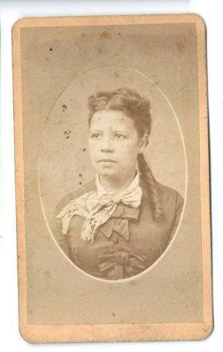 Antique African American Cdv Portrait Of Young Lady With Pigtail By Mcfadden