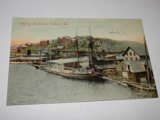 Rockland Me - Rare Old Postcard - Head Of The Harbor - Knox County