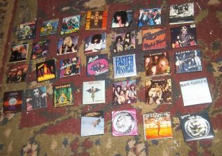 32 Heavy Metal Hard Rock Square Vintage Pins/buttons